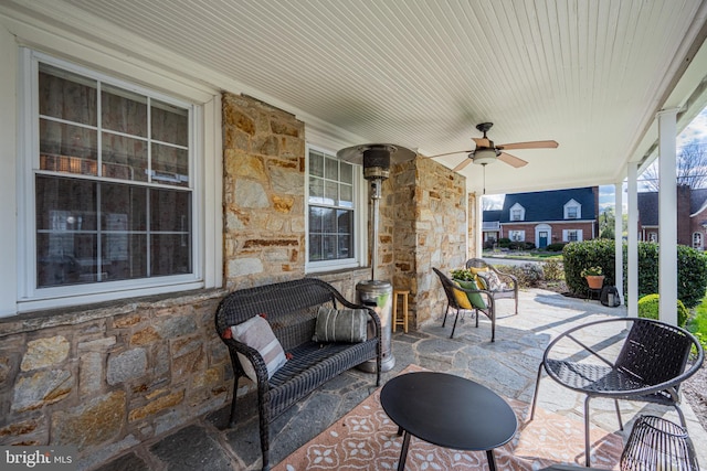 view of patio / terrace with covered porch and ceiling fan
