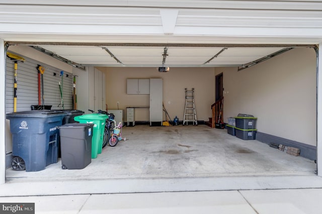 garage with a garage door opener