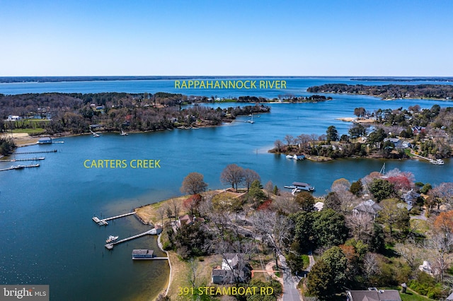 391 Steamboat Rd, Irvington, VA 22480 - birds eye view of property with a water view