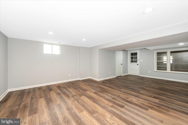 7533 Dover Ln, Lanham, MD 20706 - empty room featuring wood finished floors, baseboards, recessed lighting, and built in shelves