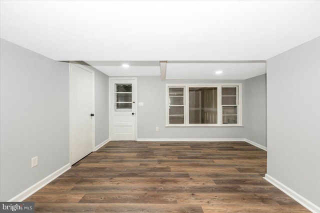 7533 Dover Ln, Lanham, MD 20706 - spare room with baseboards, dark wood-style floors, and recessed lighting