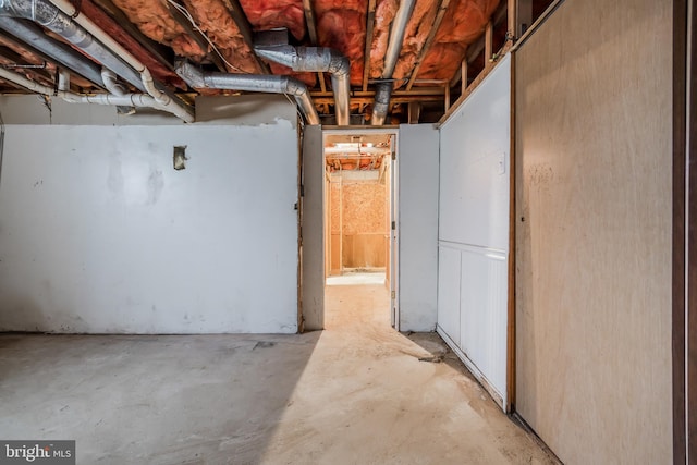 view of unfinished basement