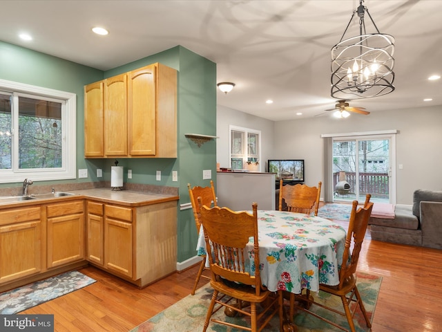 1304 Lakeview Dr, Cross Junction, VA 22625 - interior space with recessed lighting, ceiling fan with notable chandelier, and light wood-style flooring
