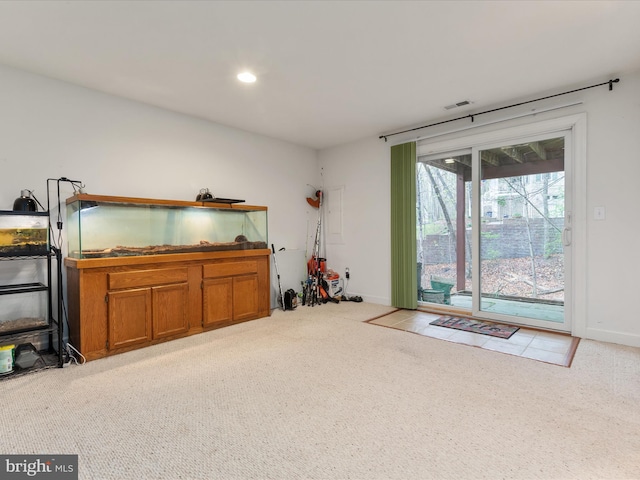 1304 Lakeview Dr, Cross Junction, VA 22625 - misc room with recessed lighting, visible vents, carpet floors, and baseboards