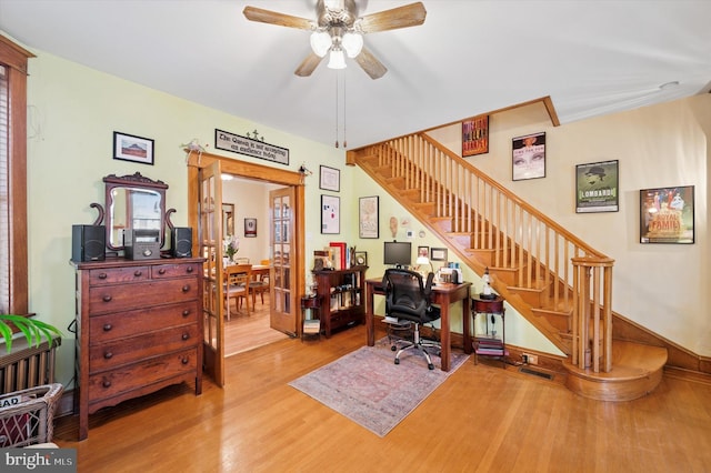 3257 Almond St, Philadelphia, PA 19134 - office area featuring wood finished floors and a ceiling fan