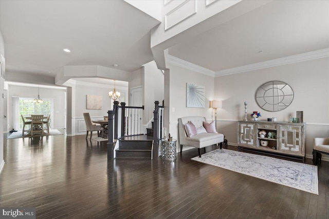 10815 Flying Change Ct, Upper Marlboro, MD 20772 - interior space featuring a chandelier, wood finished floors, ornamental molding, and recessed lighting