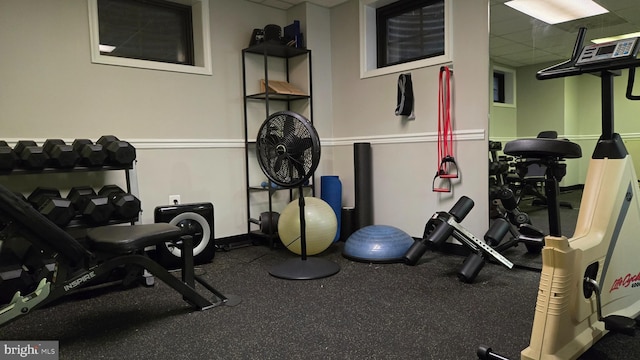 1801 Clydesdale Pl NW Unit 201, Washington, DC 20009 - exercise room featuring baseboards and a drop ceiling
