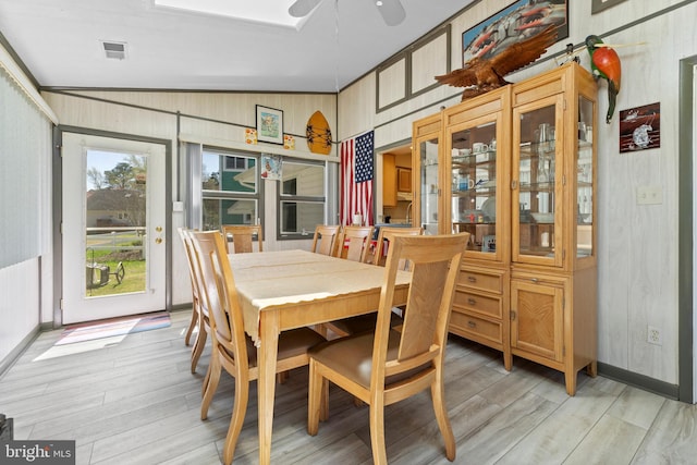 605 Old Post Ct, Bethany Beach, DE 19930 - dining space featuring ceiling fan, baseboards, and light wood-type flooring