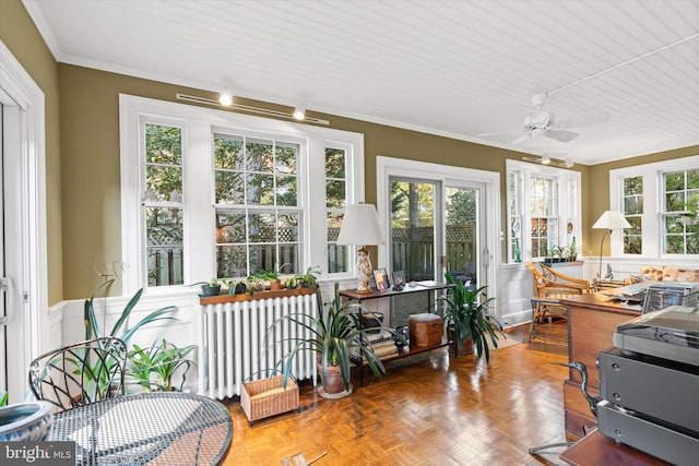 sunroom / solarium featuring a wealth of natural light and radiator
