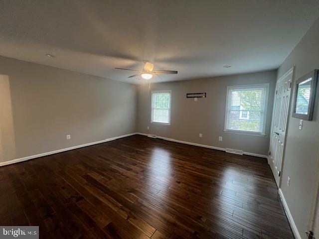 474 Colonial Ridge Ln, Arnold, MD 21012 - spare room with a ceiling fan, dark wood-style flooring, and baseboards