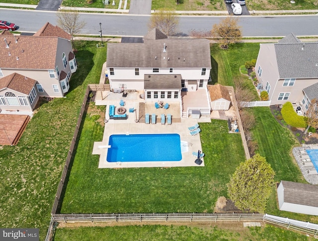 aerial view featuring a residential view