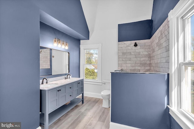 700 Pennsylvania Ave, Delanco, NJ 08075 - full bathroom featuring a tile shower, wood finished floors, toilet, and a sink