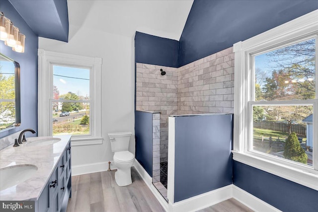 700 Pennsylvania Ave, Delanco, NJ 08075 - full bathroom featuring walk in shower, toilet, wood finished floors, and a sink