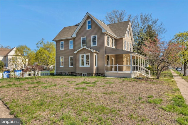 700 Pennsylvania Ave, Delanco, NJ 08075 - exterior space featuring fence, a shingled roof, and covered porch