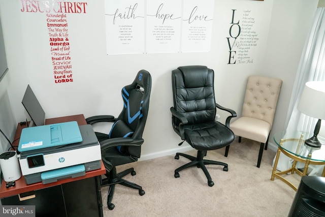 office featuring carpet and baseboards