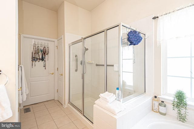 25 Easton Ave, Ocean Pines, MD 21811 - bathroom featuring visible vents, a bath, a shower stall, and tile patterned flooring