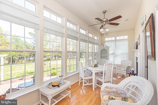 25 Easton Ave, Ocean Pines, MD 21811 - sunroom with a wealth of natural light, wood-type flooring, baseboards, and ceiling fan