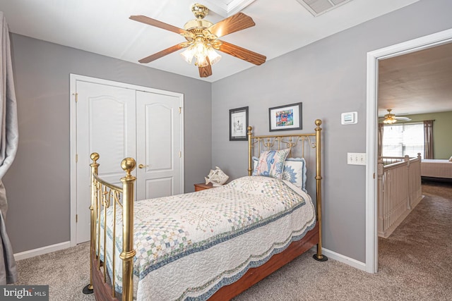 25 Easton Ave, Ocean Pines, MD 21811 - bedroom featuring a closet, visible vents, baseboards, and carpet