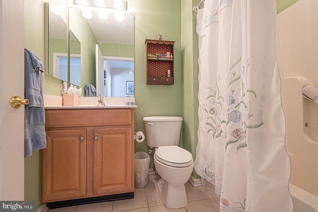 25 Easton Ave, Ocean Pines, MD 21811 - full bathroom featuring toilet, tile patterned flooring, a shower with curtain, and vanity
