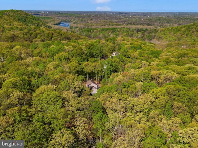 bird's eye view featuring a view of trees