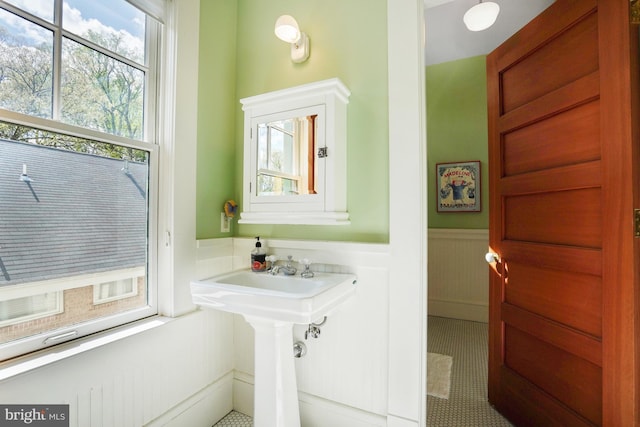 5402 Tuscarawas Rd, Bethesda, MD 20816 - bathroom with a wainscoted wall