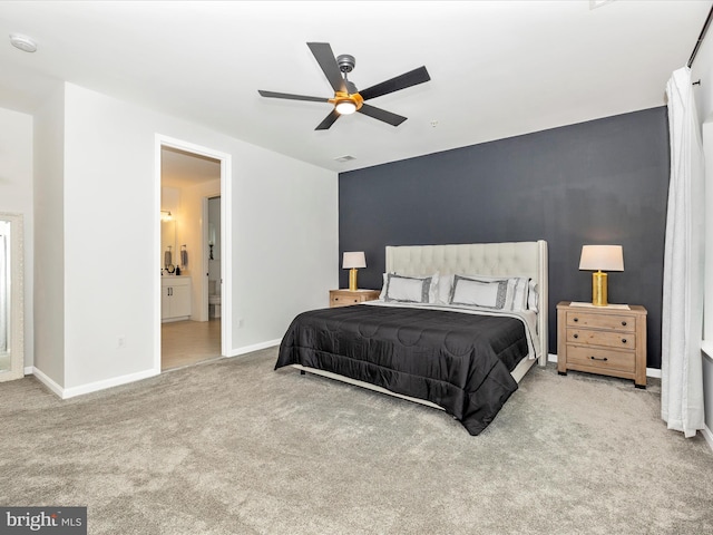 704 Kaplon Ct, Brunswick, MD 21716 - carpeted bedroom featuring baseboards, a ceiling fan, and ensuite bathroom