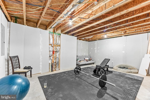 exercise room featuring electric panel