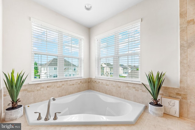 bathroom featuring a garden tub