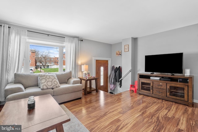 living area featuring wood finished floors