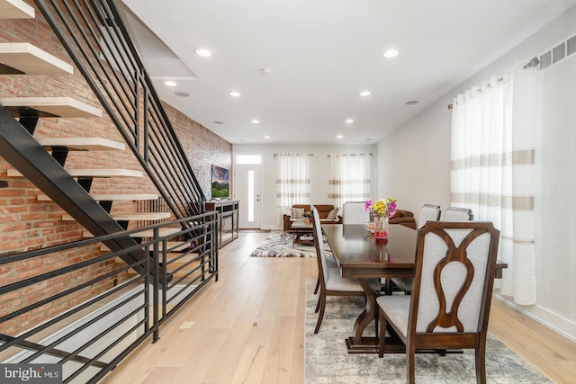 2625 Pratt St, Philadelphia, PA 19137 - dining area with stairway, baseboards, recessed lighting, and light wood-style floors