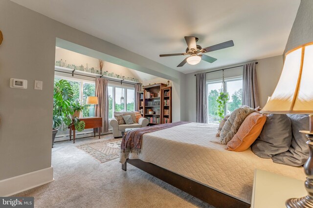 90 Indiantown Rd, Glenmoore, PA 19343 - carpeted bedroom featuring access to outside, a ceiling fan, and a baseboard heating unit