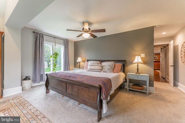 90 Indiantown Rd, Glenmoore, PA 19343 - bedroom with light carpet, baseboards, ceiling fan, and recessed lighting