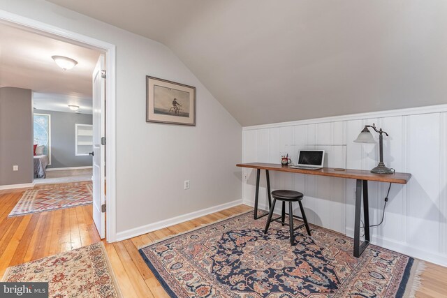 90 Indiantown Rd, Glenmoore, PA 19343 - office space featuring hardwood / wood-style floors, vaulted ceiling, and baseboards