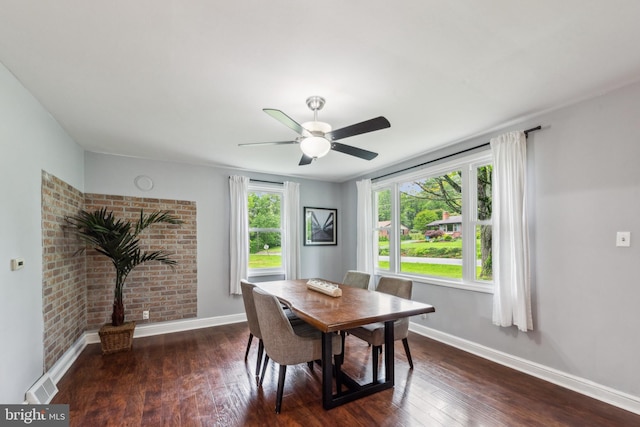 5939 Meadow Rd, Frederick, MD 21701 - dining room with baseboards, wood-type flooring, and ceiling fan