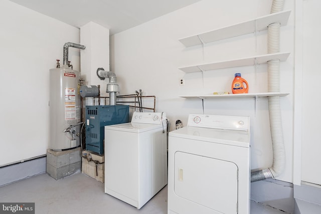 17 Hyannis St, Toms River, NJ 08757 - clothes washing area featuring independent washer and dryer, gas water heater, a heating unit, and laundry area