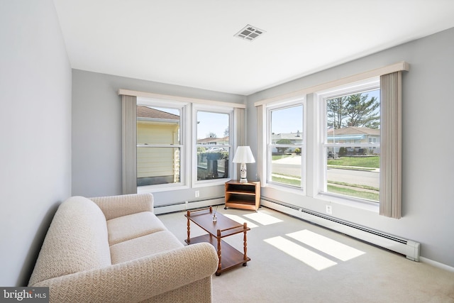 17 Hyannis St, Toms River, NJ 08757 - sitting room featuring baseboard heating, carpet floors, and visible vents