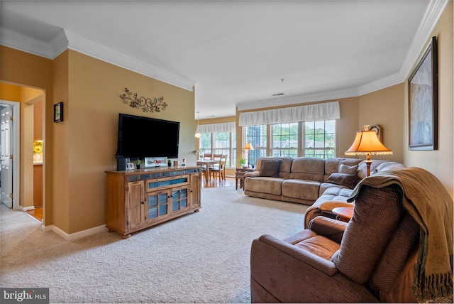207 Secretariat Dr Unit M, Havre De Grace, MD 21078 - living area with light carpet, ornamental molding, and baseboards