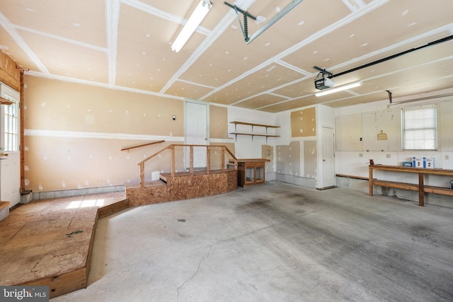 garage with a garage door opener