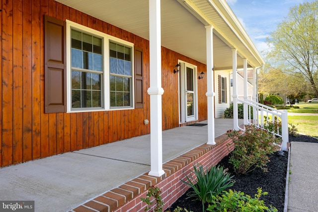 view of home's exterior with a porch