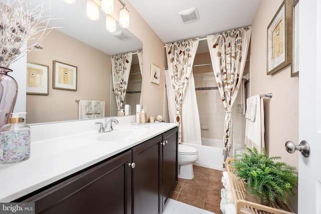 34851 Surfsong Lndg, Millville, DE 19967 - full bathroom featuring tile patterned floors, vanity, shower / bathtub combination with curtain, toilet, and visible vents