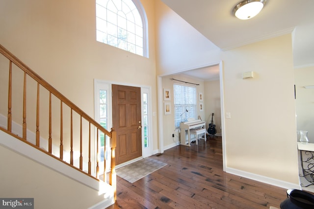 520 Bayside Dr, Stevensville, MD 21666 - foyer featuring stairway, hardwood / wood-style floors, and plenty of natural light