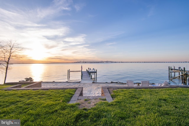 520 Bayside Dr, Stevensville, MD 21666 - view of dock with a lawn and a water view