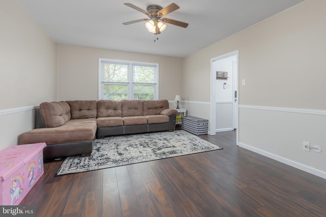 119 Field, Penns Grove, NJ 08069 - living room featuring wood finished floors, baseboards, and ceiling fan