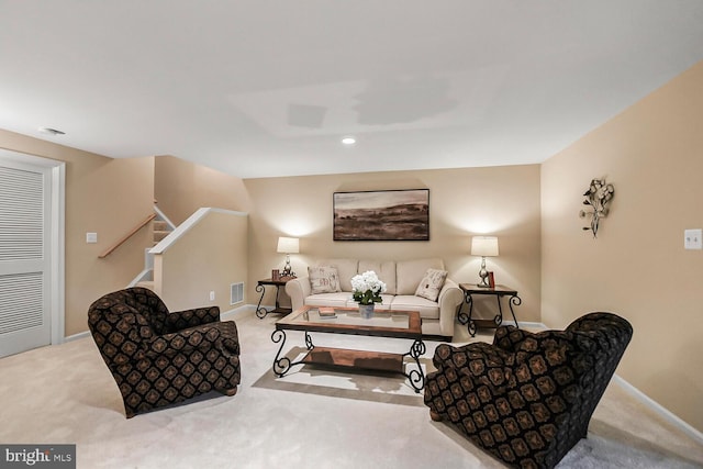 11431 Heritage Commons Way, Reston, VA 20194 - living area with carpet floors, stairs, baseboards, and recessed lighting