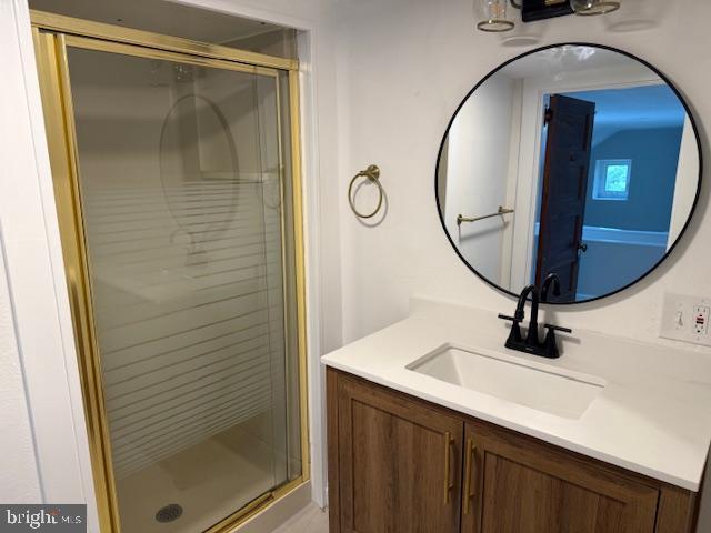 639 Old Airport Rd, Douglassville, PA 19518 - bathroom with vanity and a stall shower