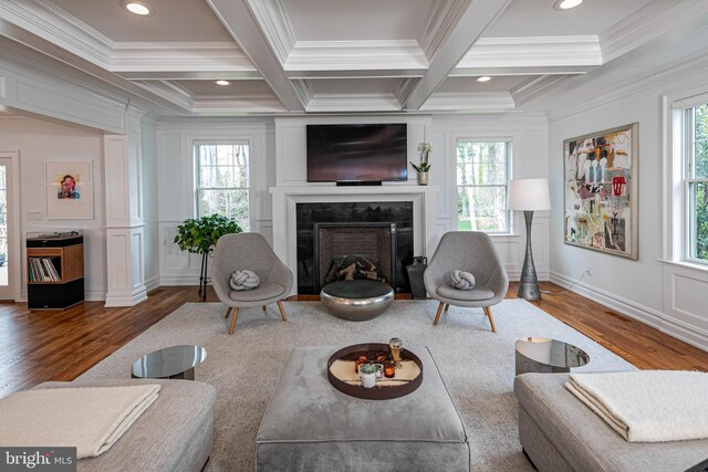 528 Prospect Ave, Princeton, NJ 08540 - living room with a decorative wall, wood finished floors, and ornamental molding