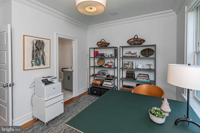 528 Prospect Ave, Princeton, NJ 08540 - office space with crown molding, baseboards, and wood finished floors