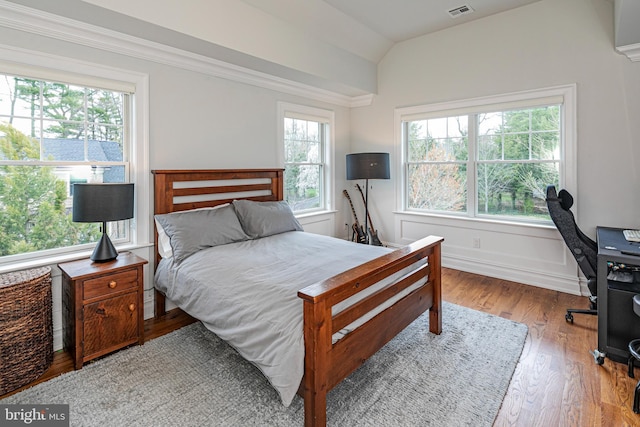 528 Prospect Ave, Princeton, NJ 08540 - bedroom with wood finished floors, vaulted ceiling, and visible vents