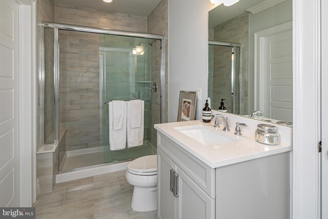 528 Prospect Ave, Princeton, NJ 08540 - full bath featuring toilet, tile patterned floors, a shower stall, and vanity