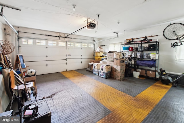 garage with a garage door opener